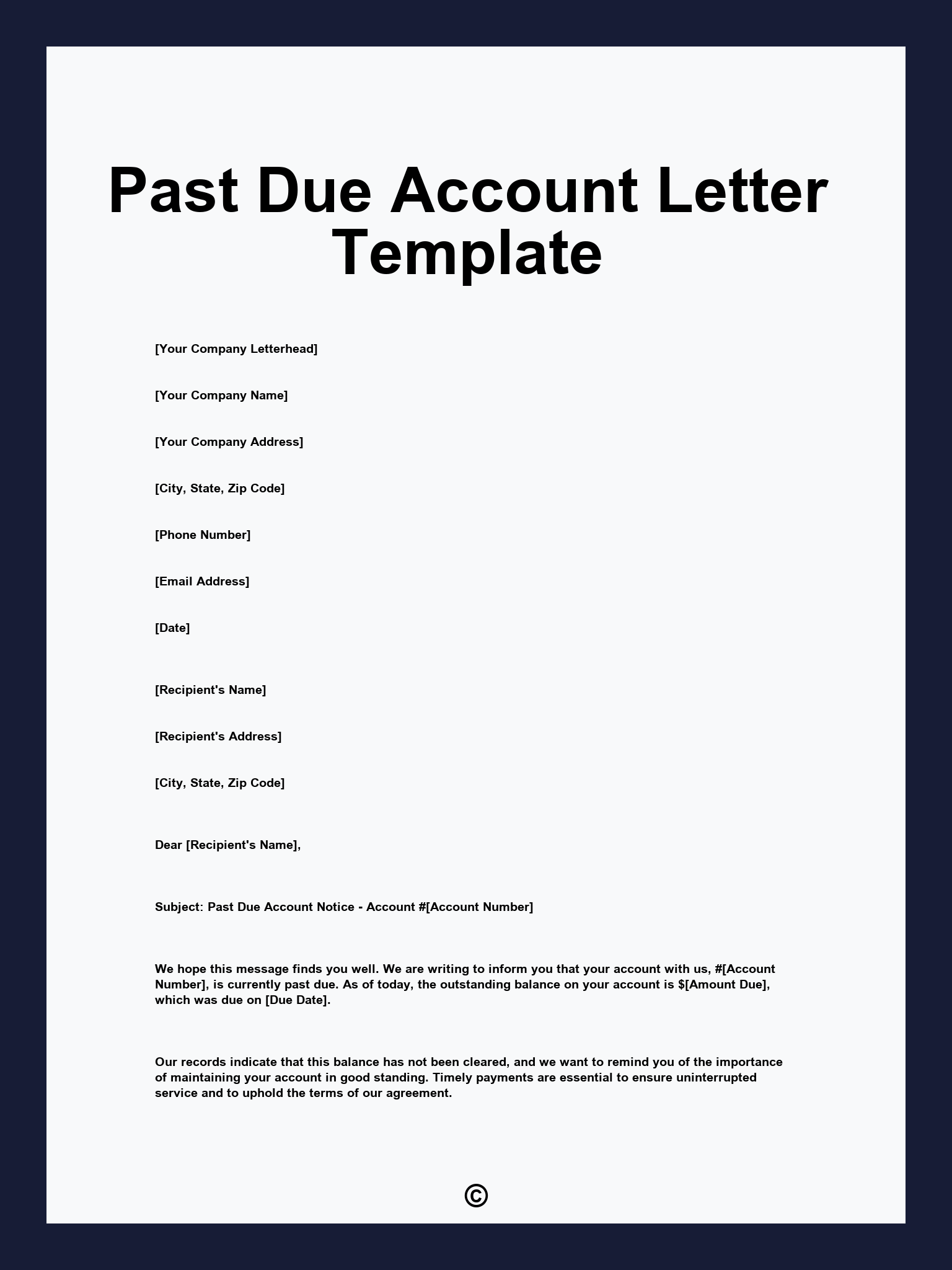 Past Due Account Letter Template