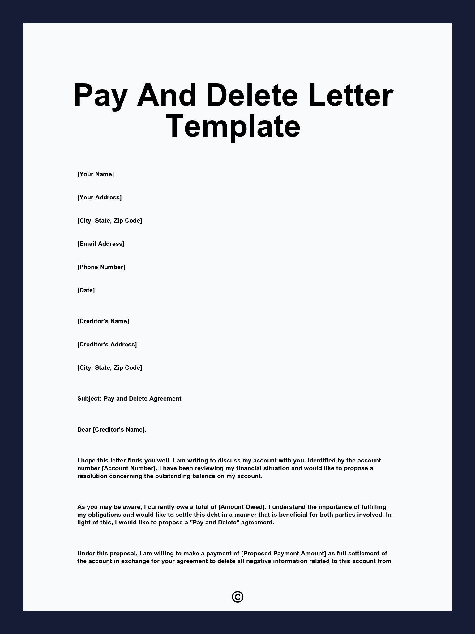 Pay And Delete Letter Template