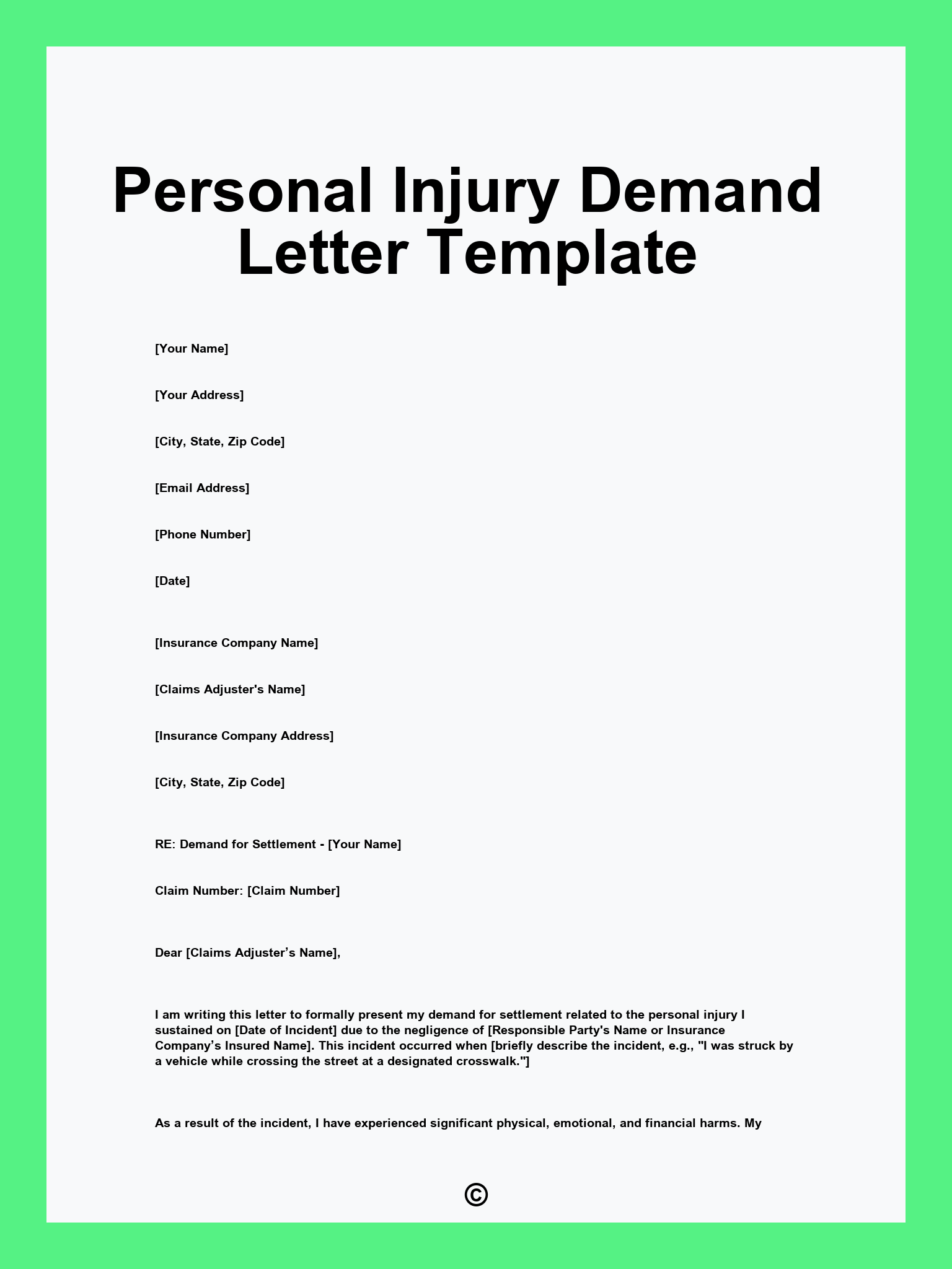 Personal Injury Demand Letter Template