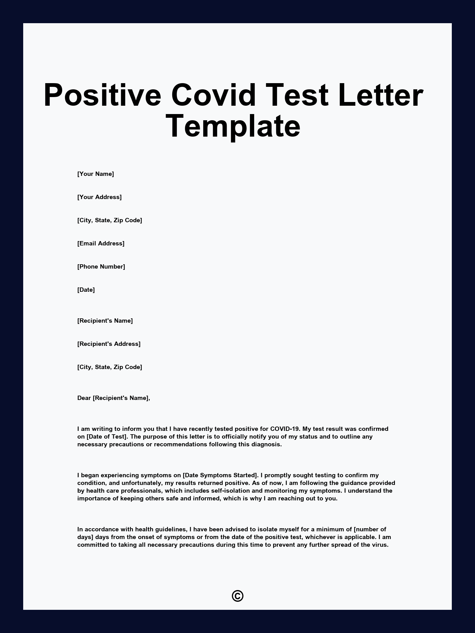 Positive Covid Test Letter Template
