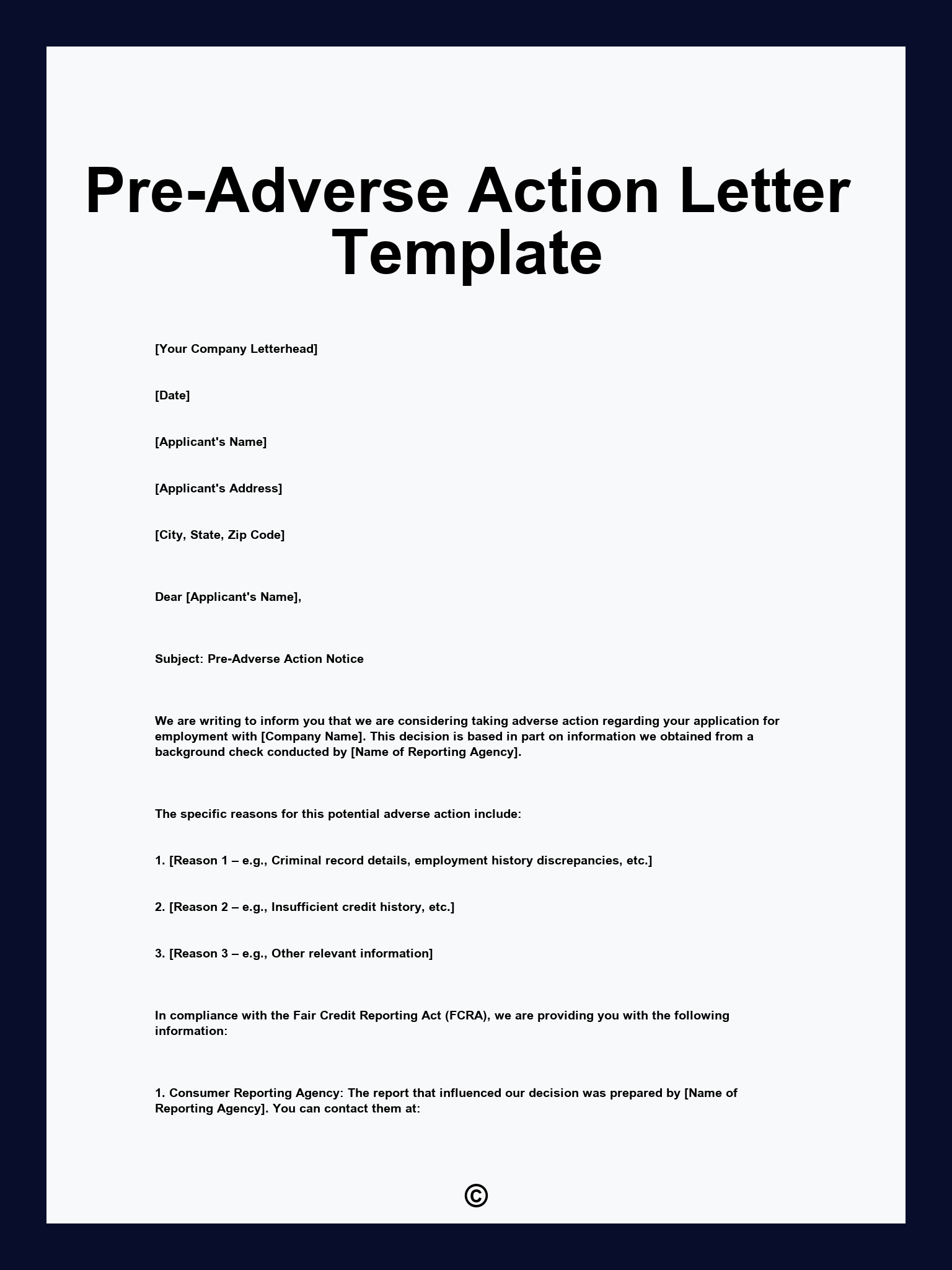 Pre-Adverse Action Letter Template