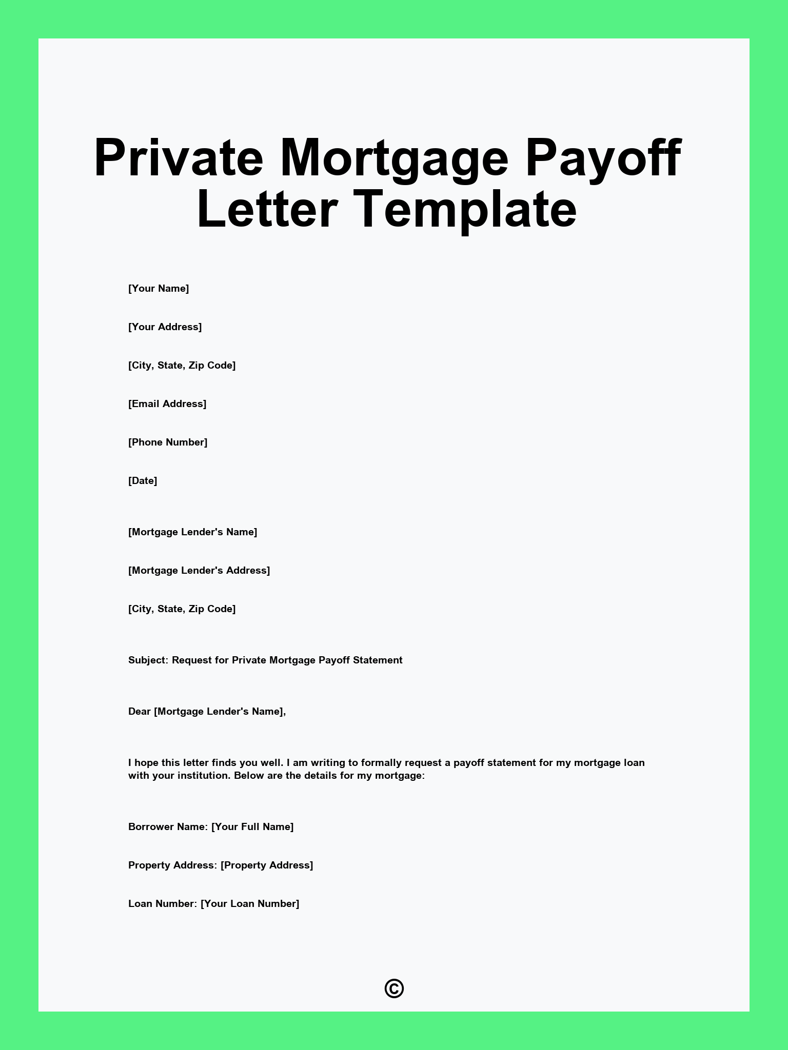 Private Mortgage Payoff Letter Template