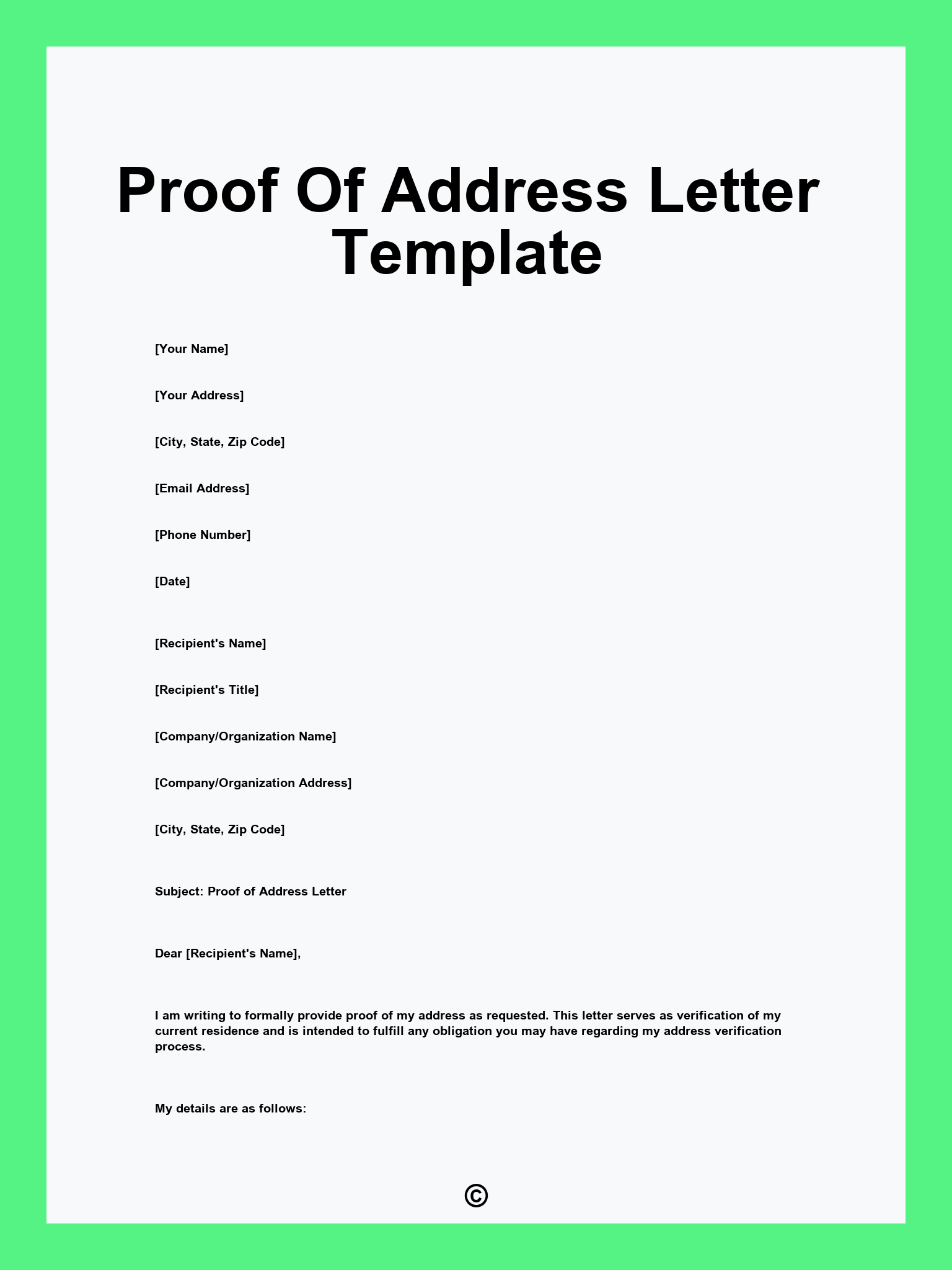 Proof Of Address Letter Template