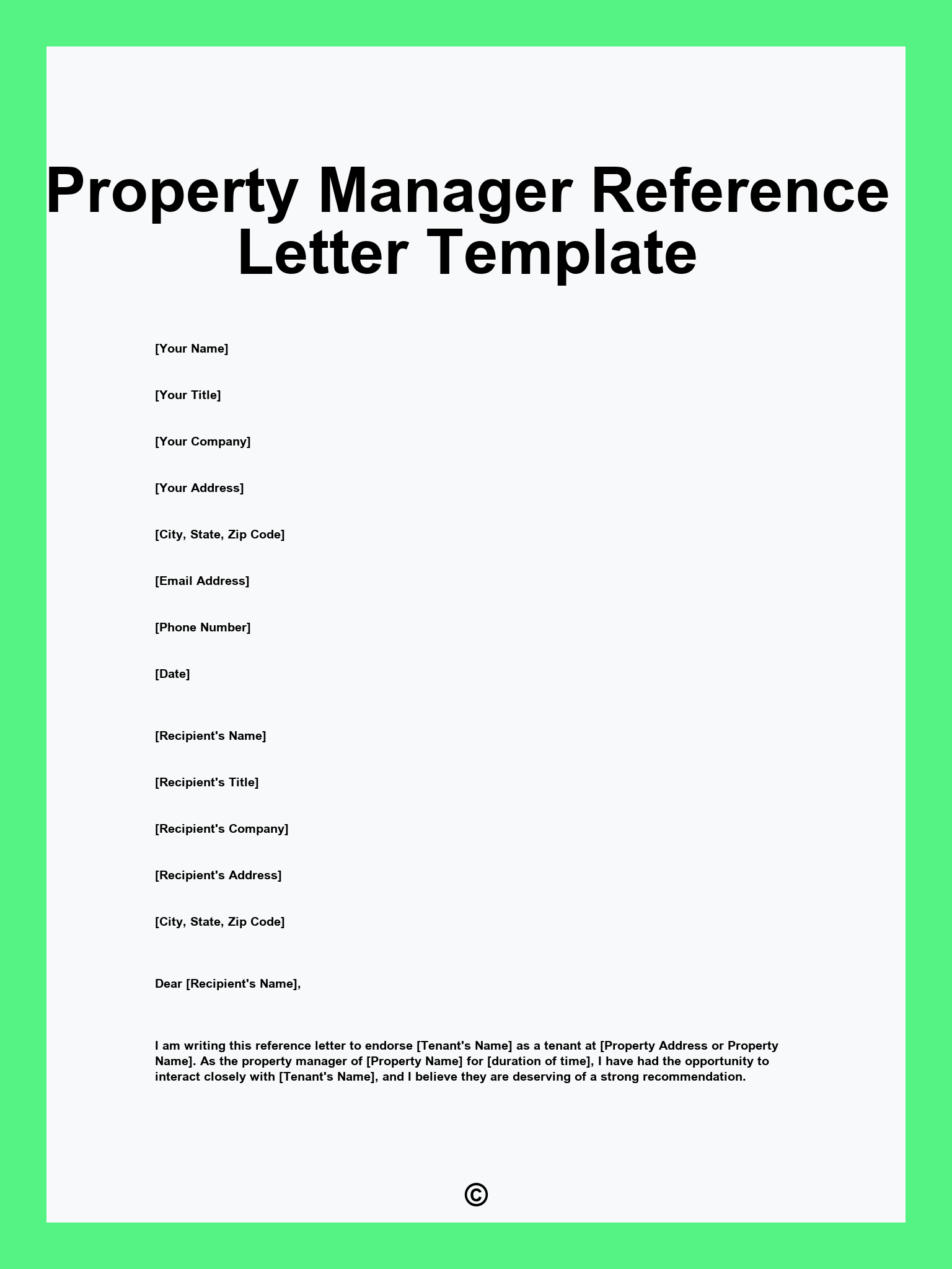 Property Manager Reference Letter Template