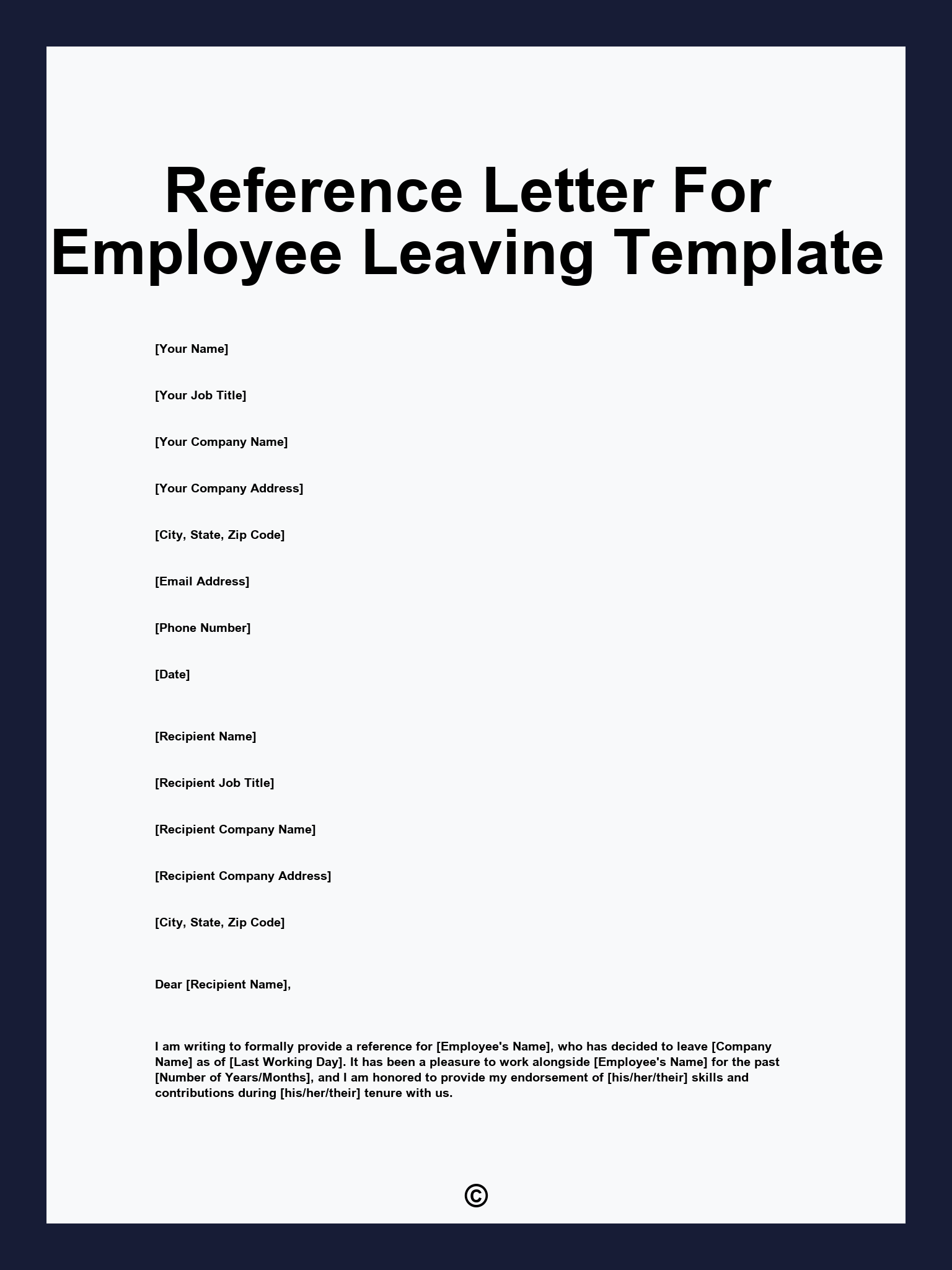 Reference Letter For Employee Leaving Template