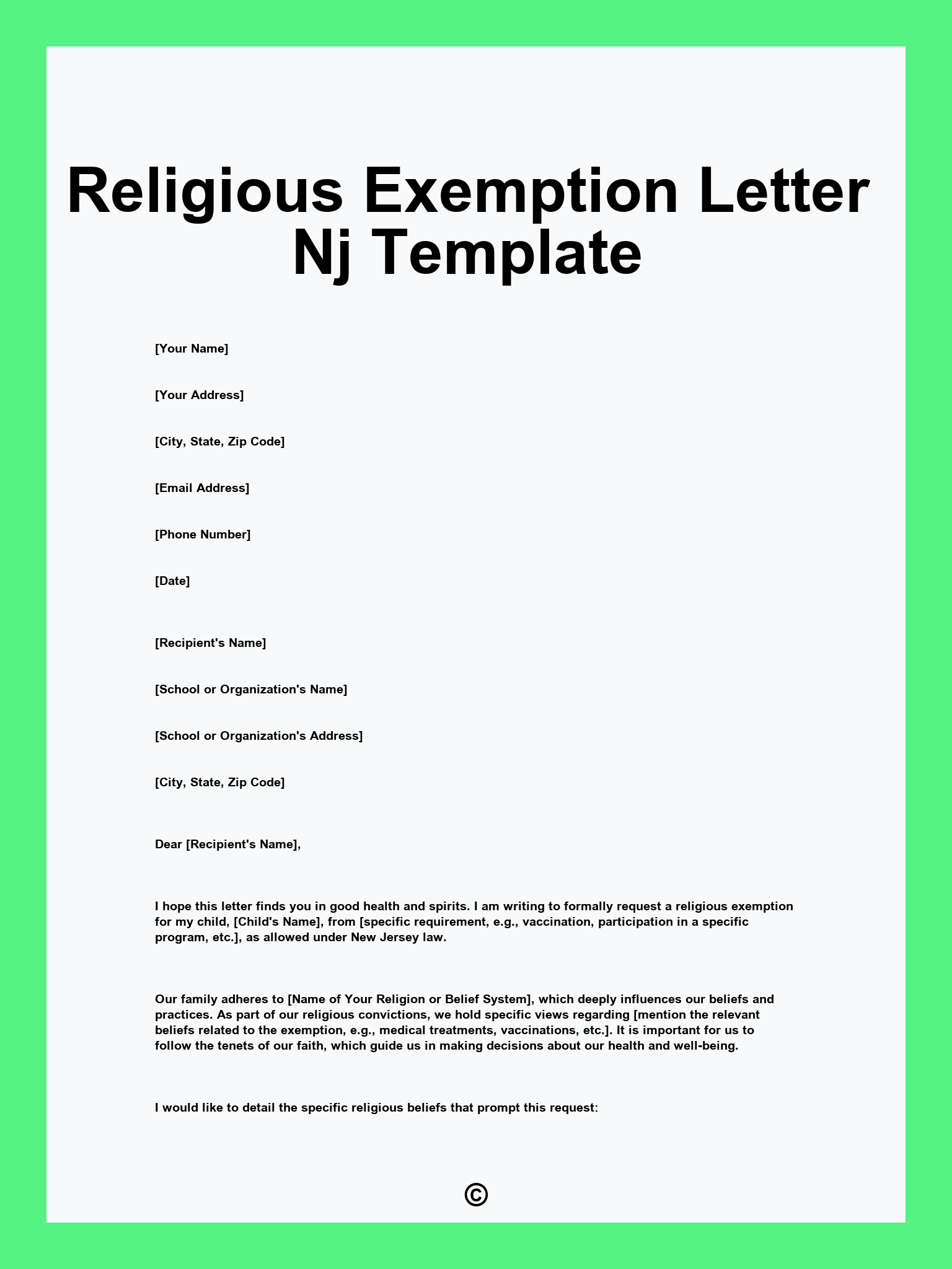 Religious Exemption Letter Nj Template