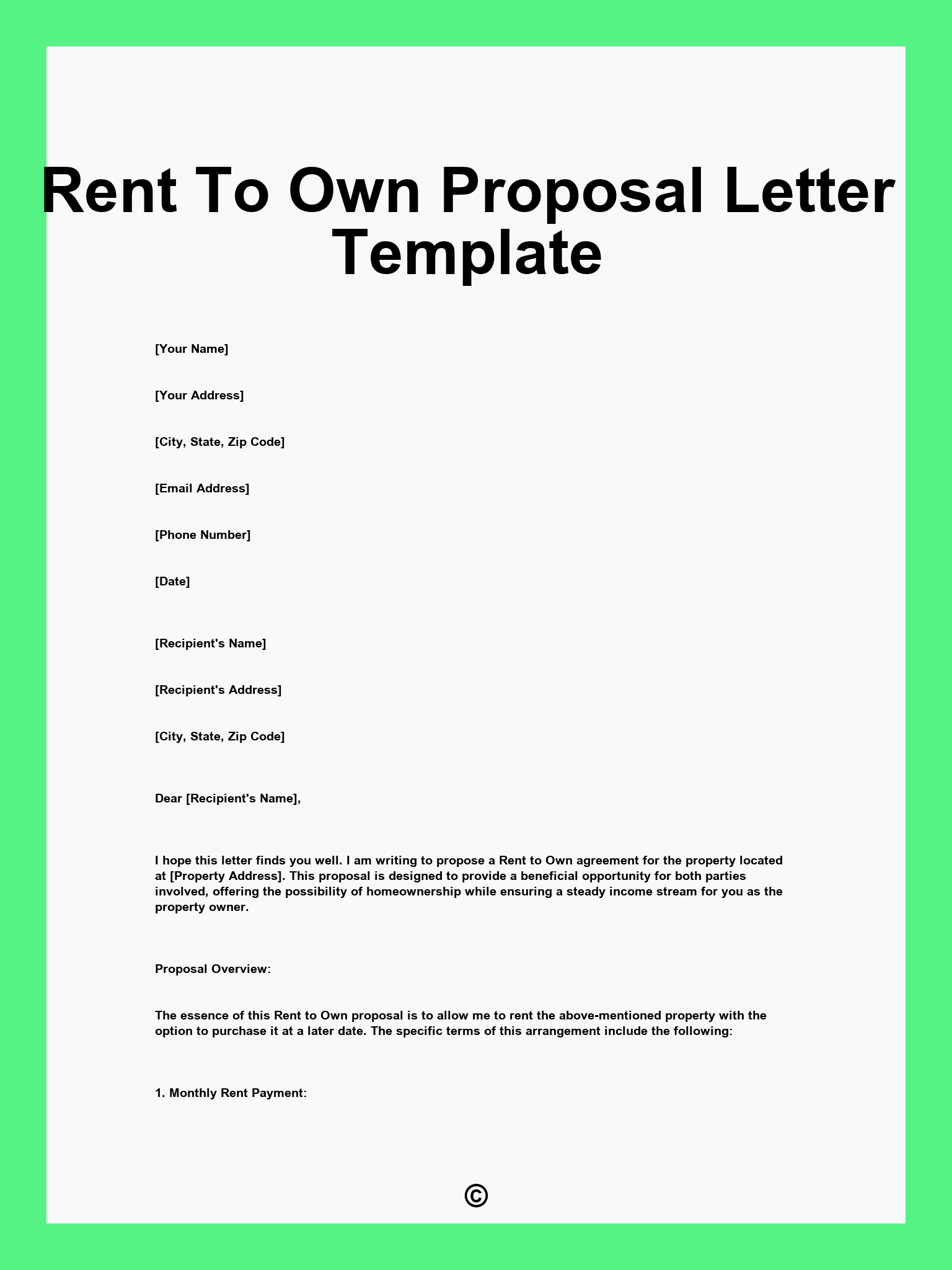 Rent To Own Proposal Letter Template