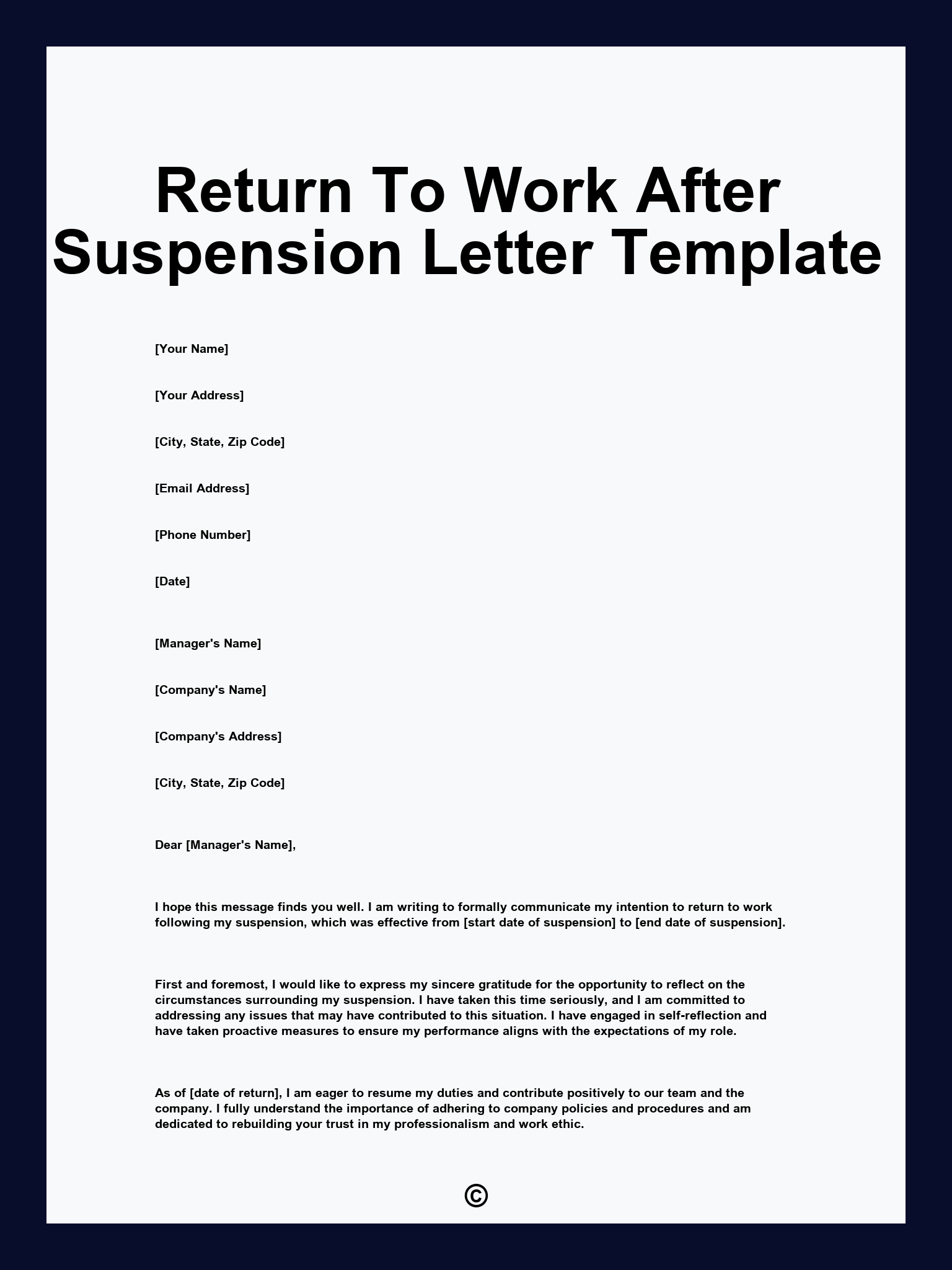 Return To Work After Suspension Letter Template