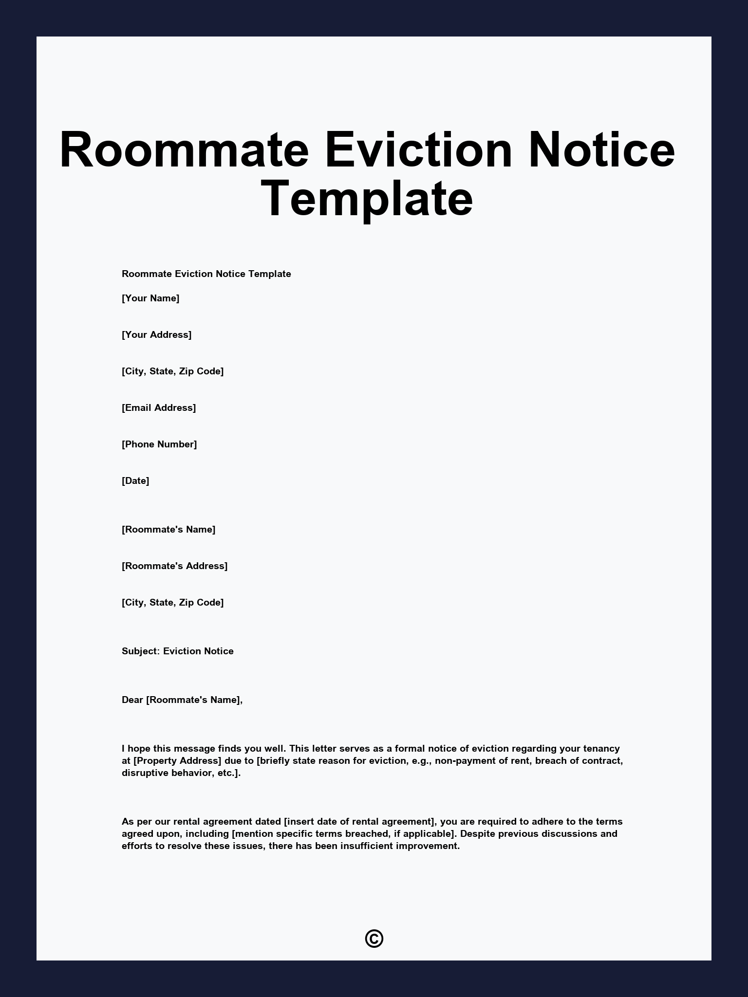 Roommate Eviction Notice Template