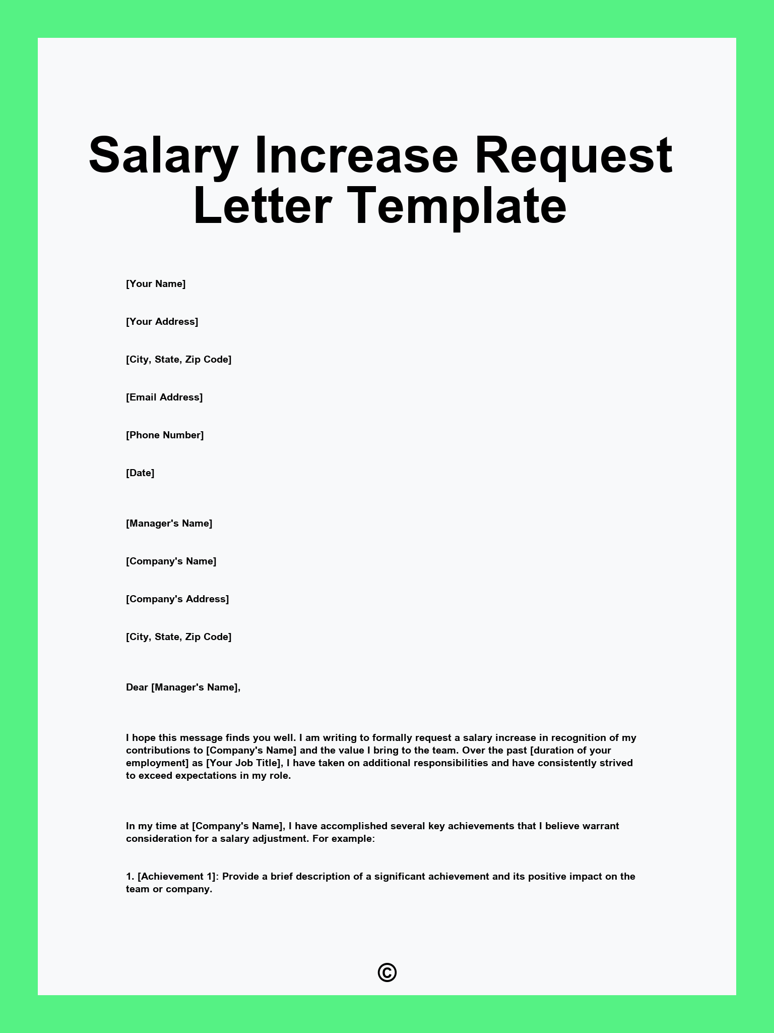 Salary Increase Request Letter Template