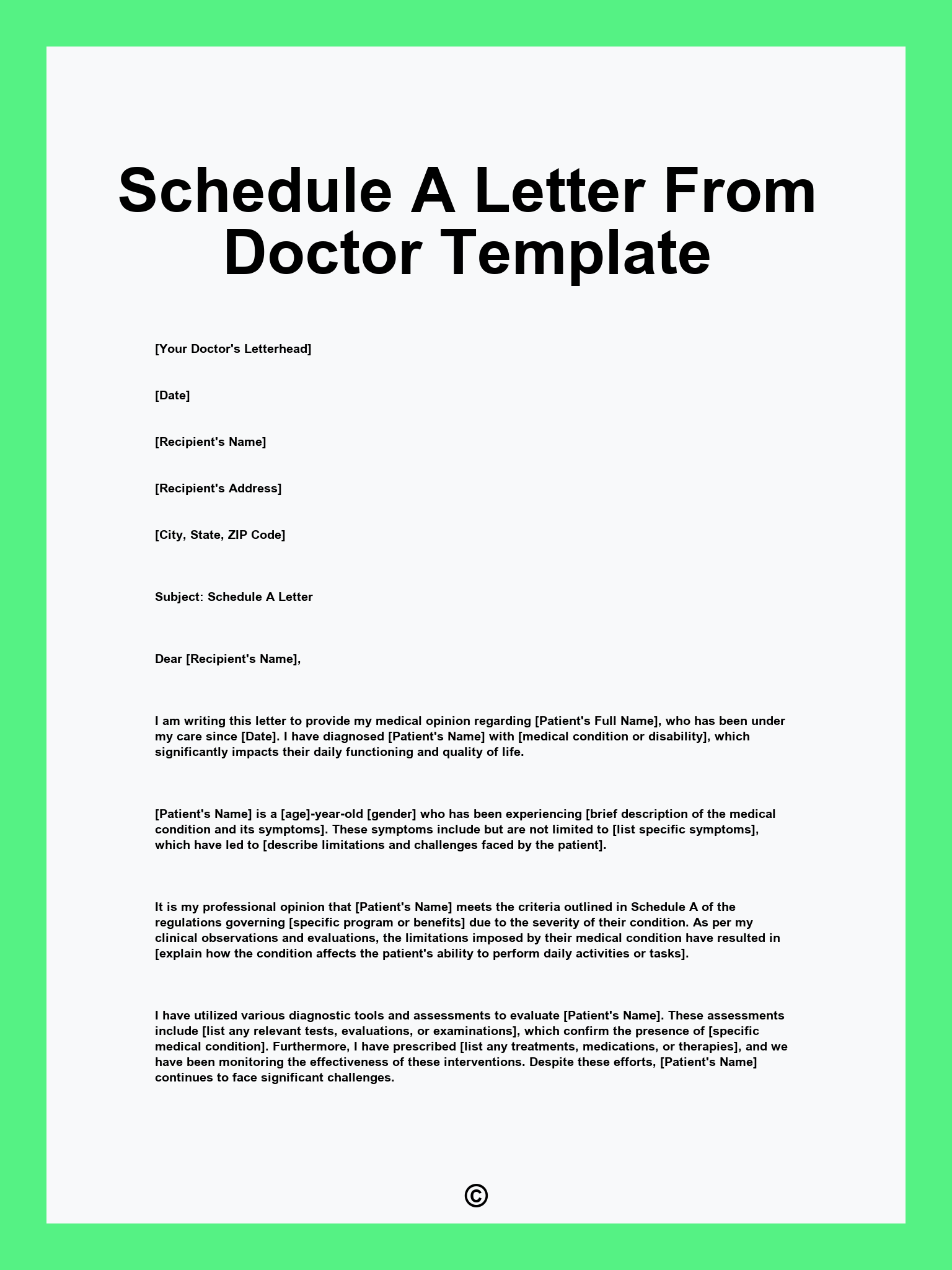 Schedule A Letter From Doctor Template