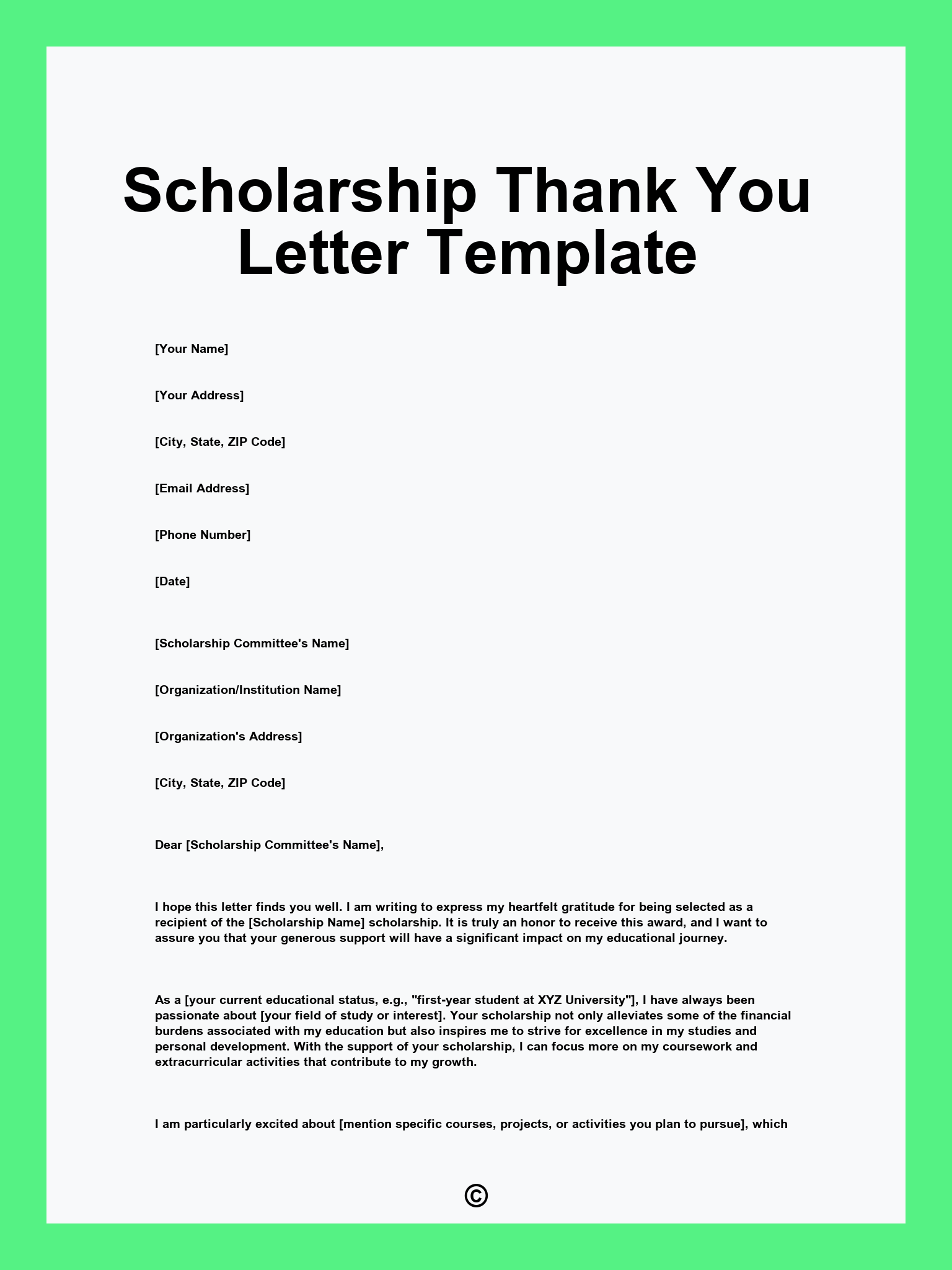 Scholarship Thank You Letter Template