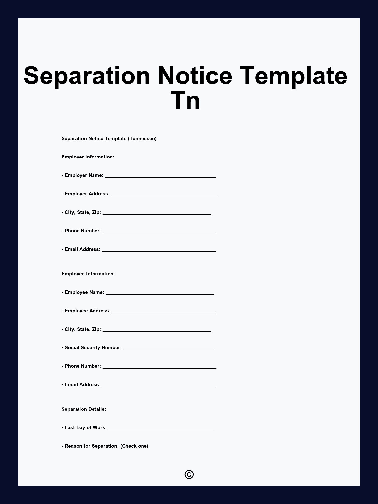 Separation Notice Template Tn