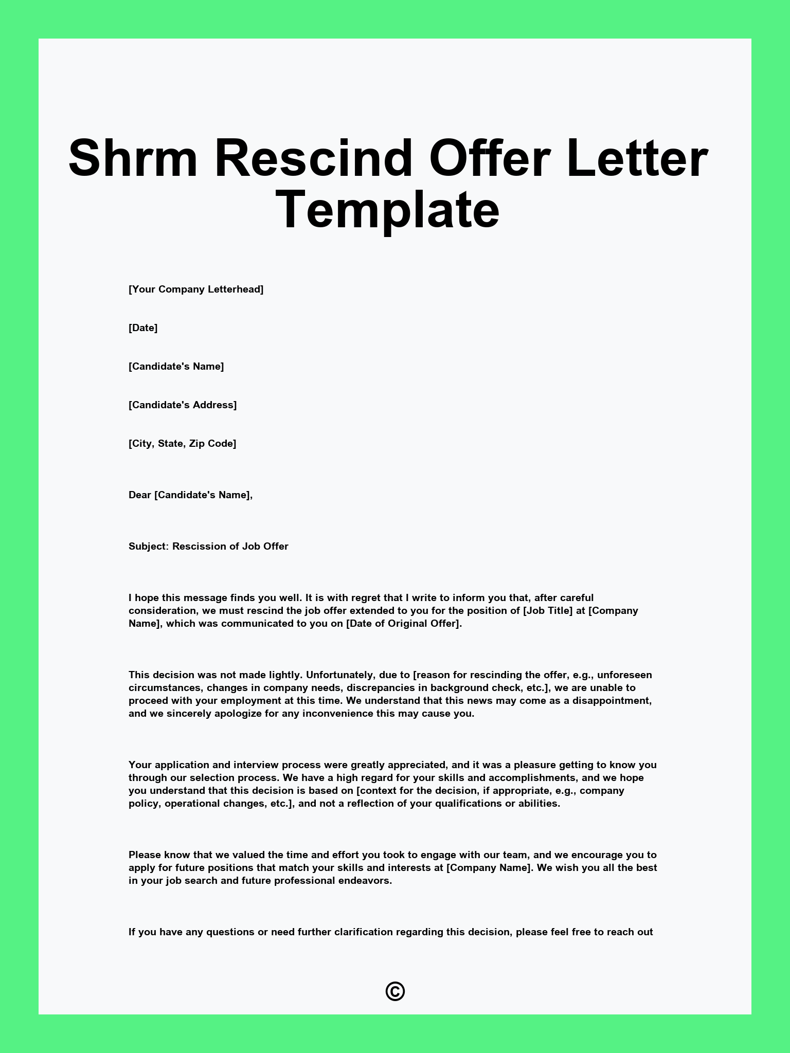 Shrm Rescind Offer Letter Template