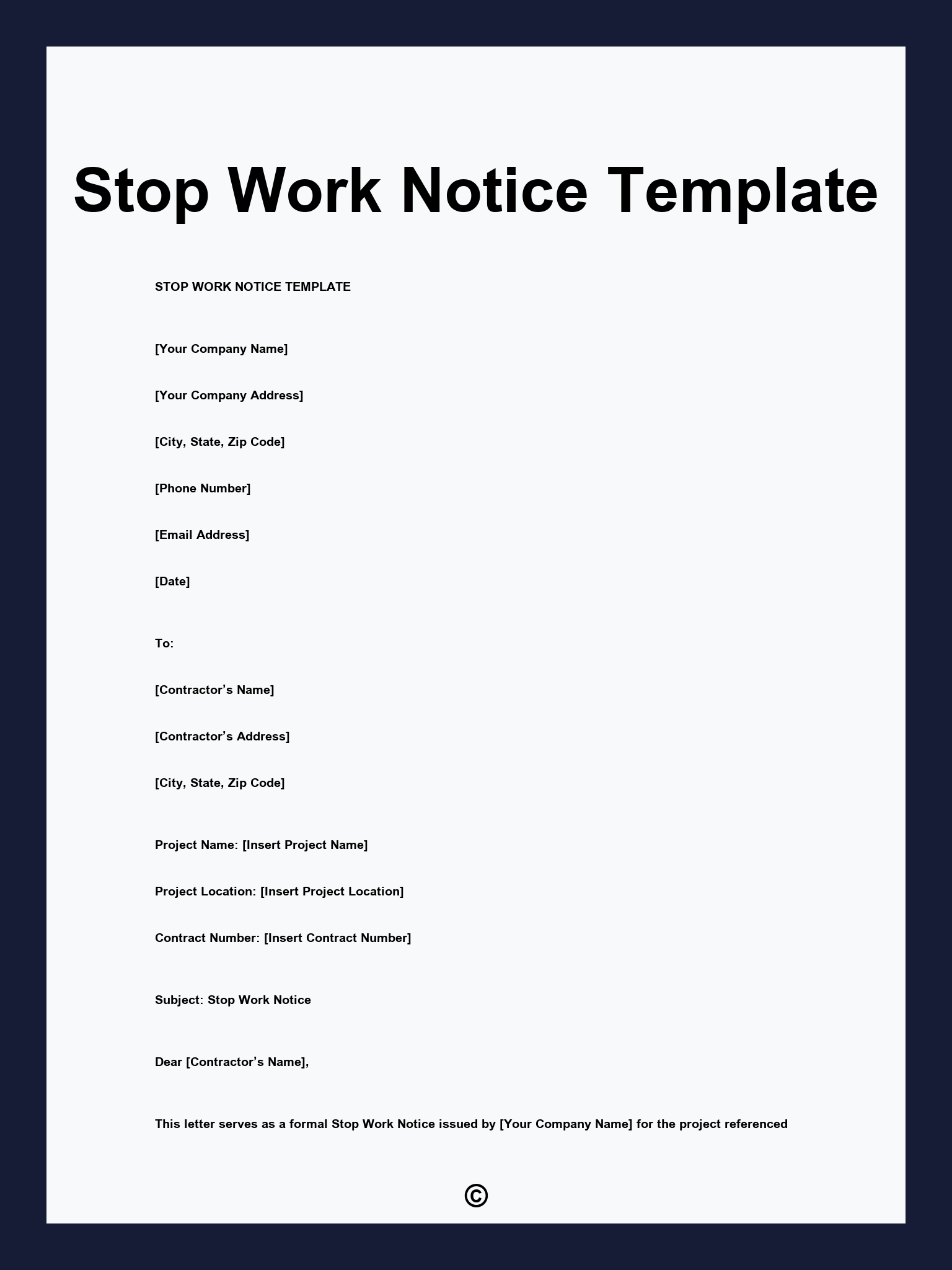 Stop Work Notice Template