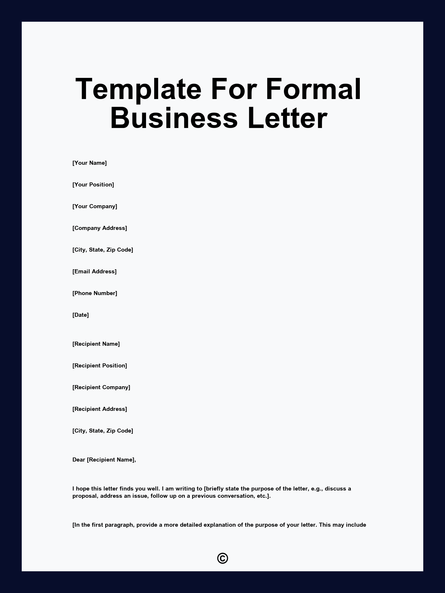 Template For Formal Business Letter