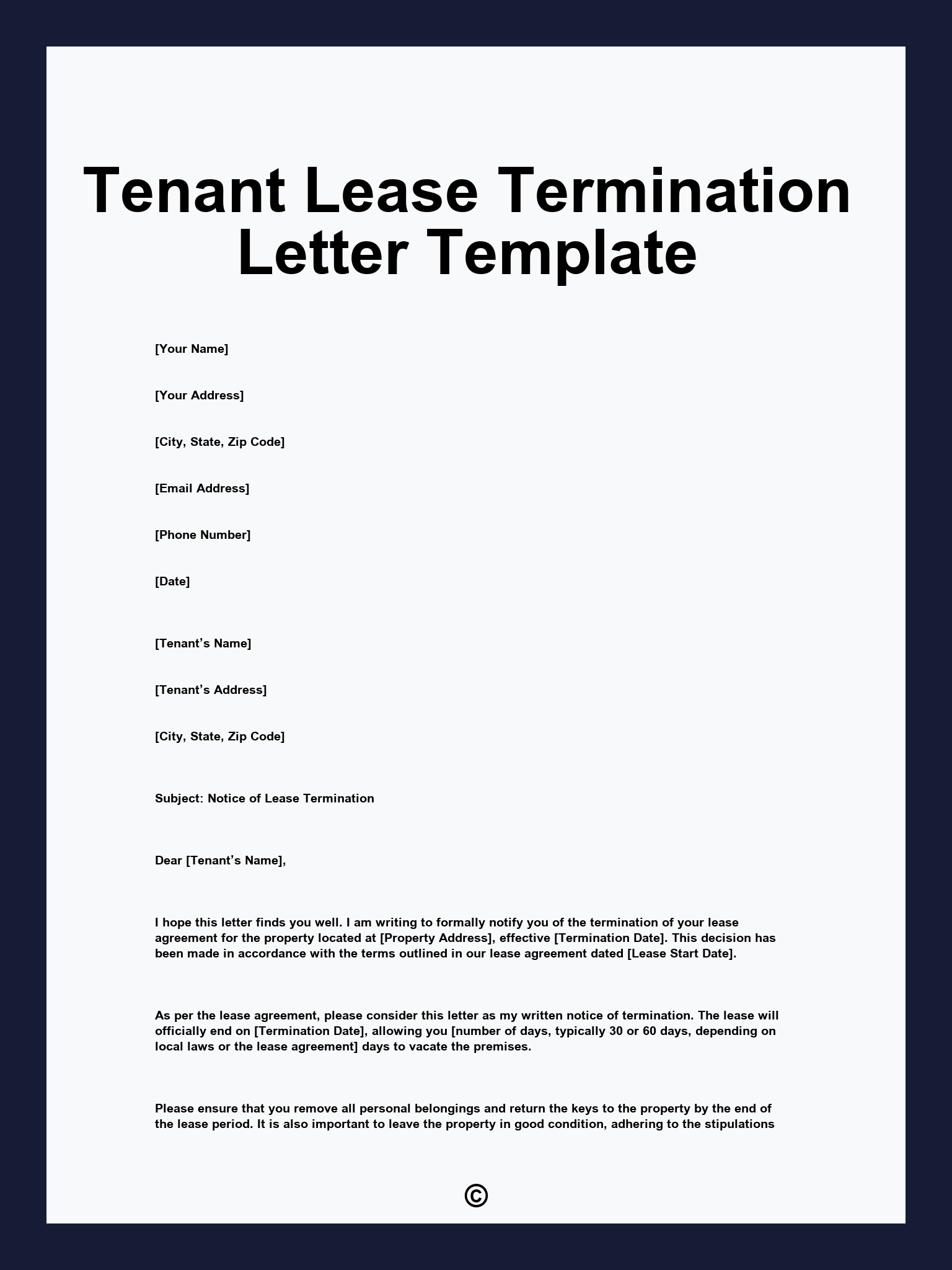 Tenant Lease Termination Letter Template