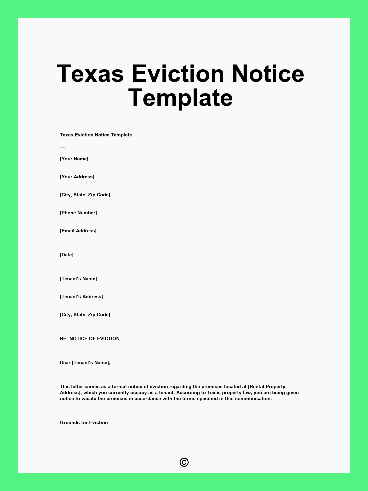 Texas Eviction Notice Template