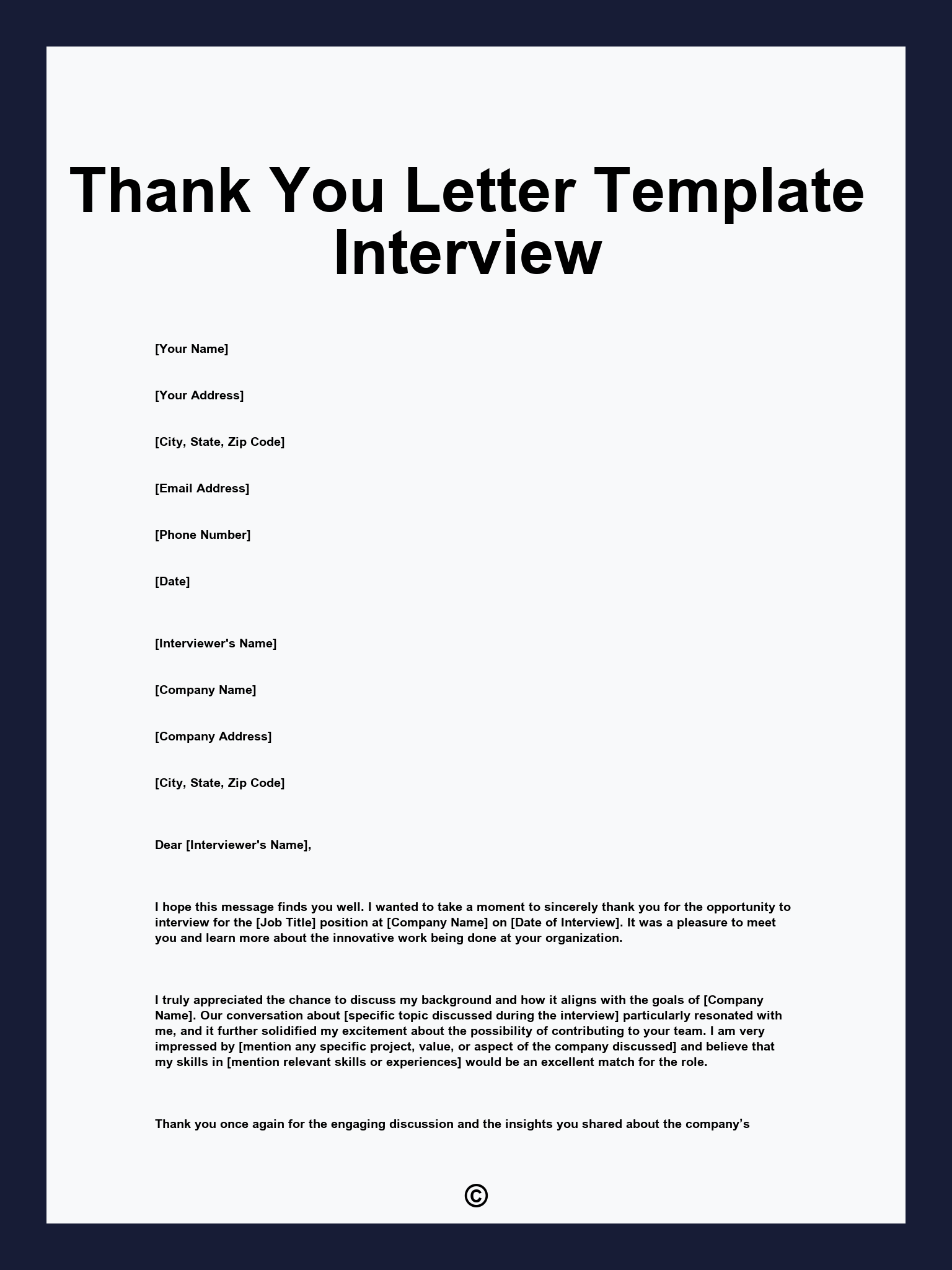 Thank You Letter Template Interview