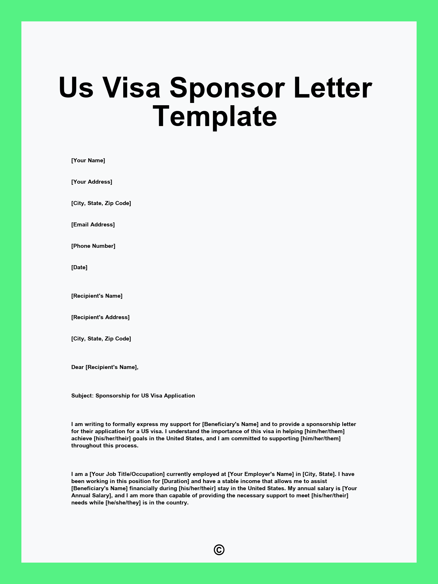 Us Visa Sponsor Letter Template