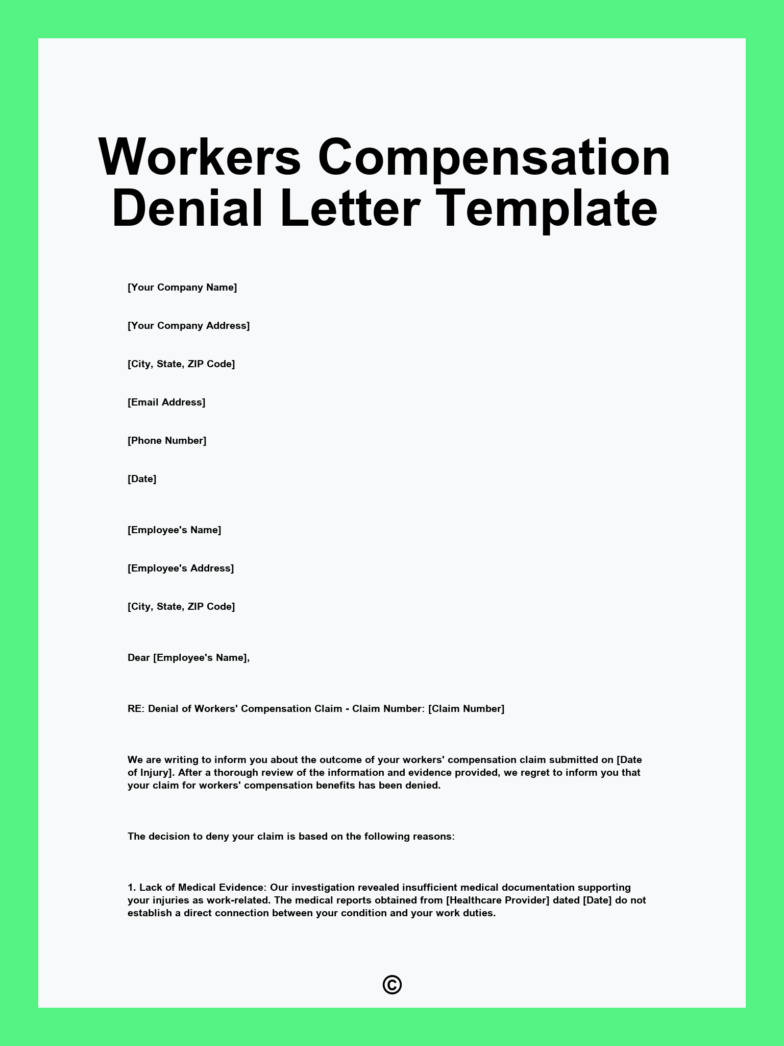 Workers Compensation Denial Letter Template